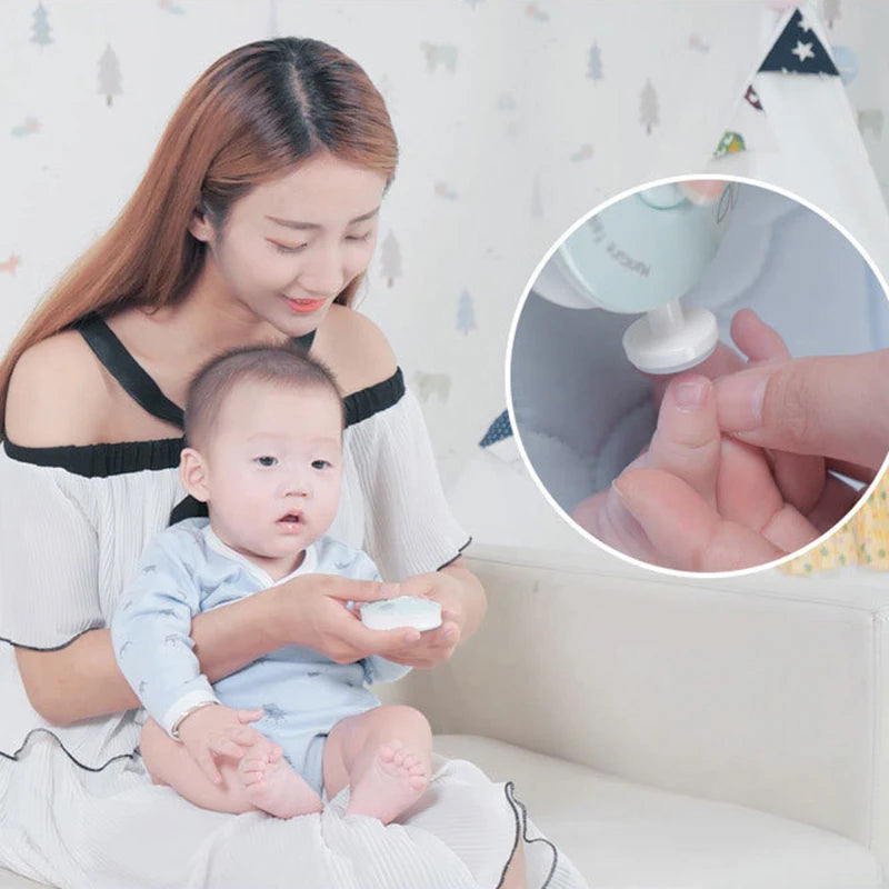 Baby Nail Trimmer With 6 Grinding Heads Baby Electric Nail Clipper Baby Care Kit Manicure Set Safe &amp;amp;amp; Easy To Trim Nail Trimmers - Baby Nail Care Tools