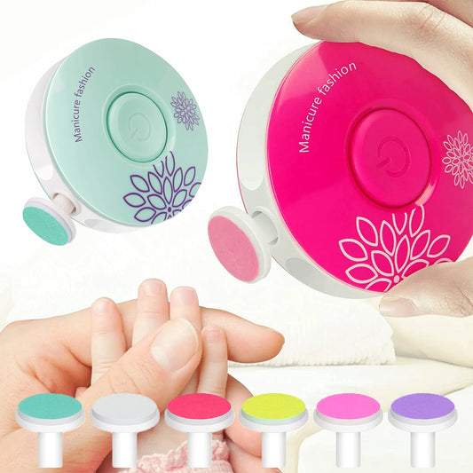 Baby Nail Trimmer With 6 Grinding Heads Baby Electric Nail Clipper Baby Care Kit Manicure Set Safe &amp;amp;amp; Easy To Trim Nail Trimmers - Baby Nail Care Tools