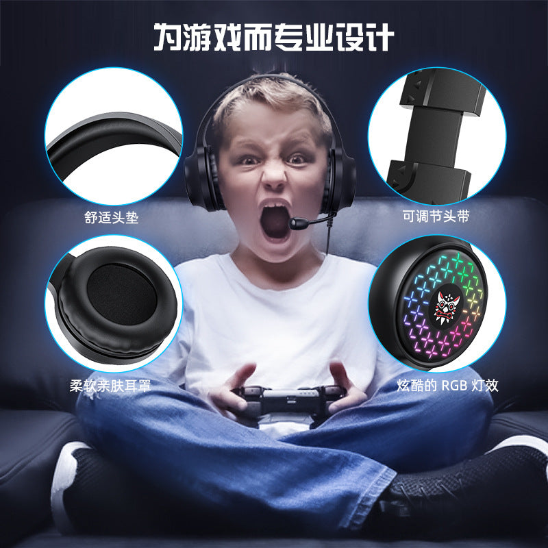 X7pro Head-mounted Gaming Headset Computer Wired Luminous Gaming Chicken Noise-cancelling Headphones